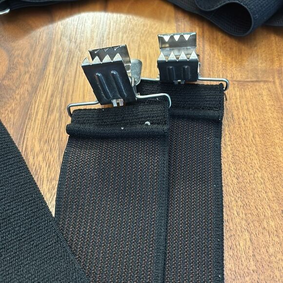 Grizzly Black Suspenders with Brown Leather Patch Made in USA 2” Diameter - Picture 4 of 4